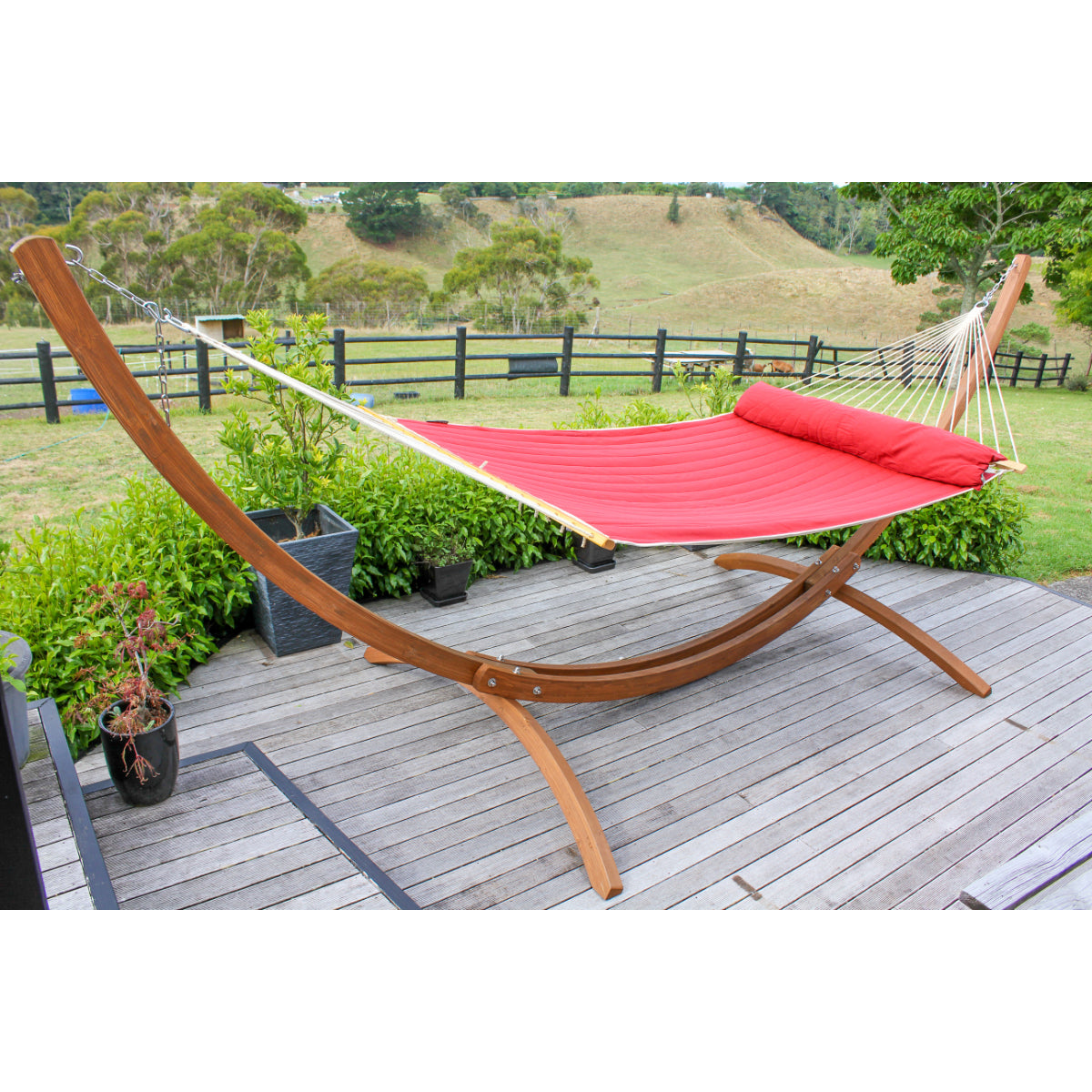 Hammock with clearance wood stand